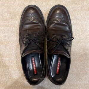 Prada Women's Lace Up Oxfords/Brogues, Brown Leather, size 36.5